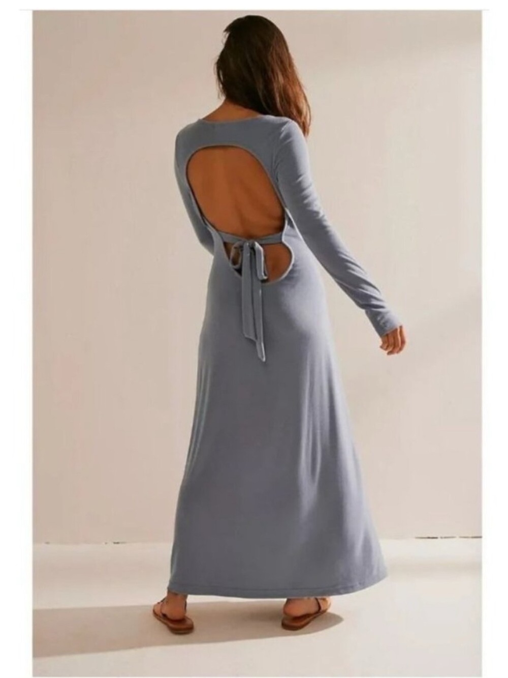 FREE PEOPLE FP BEACH Aubre Open Back Essential Maxi Dress size s Blue nwot
